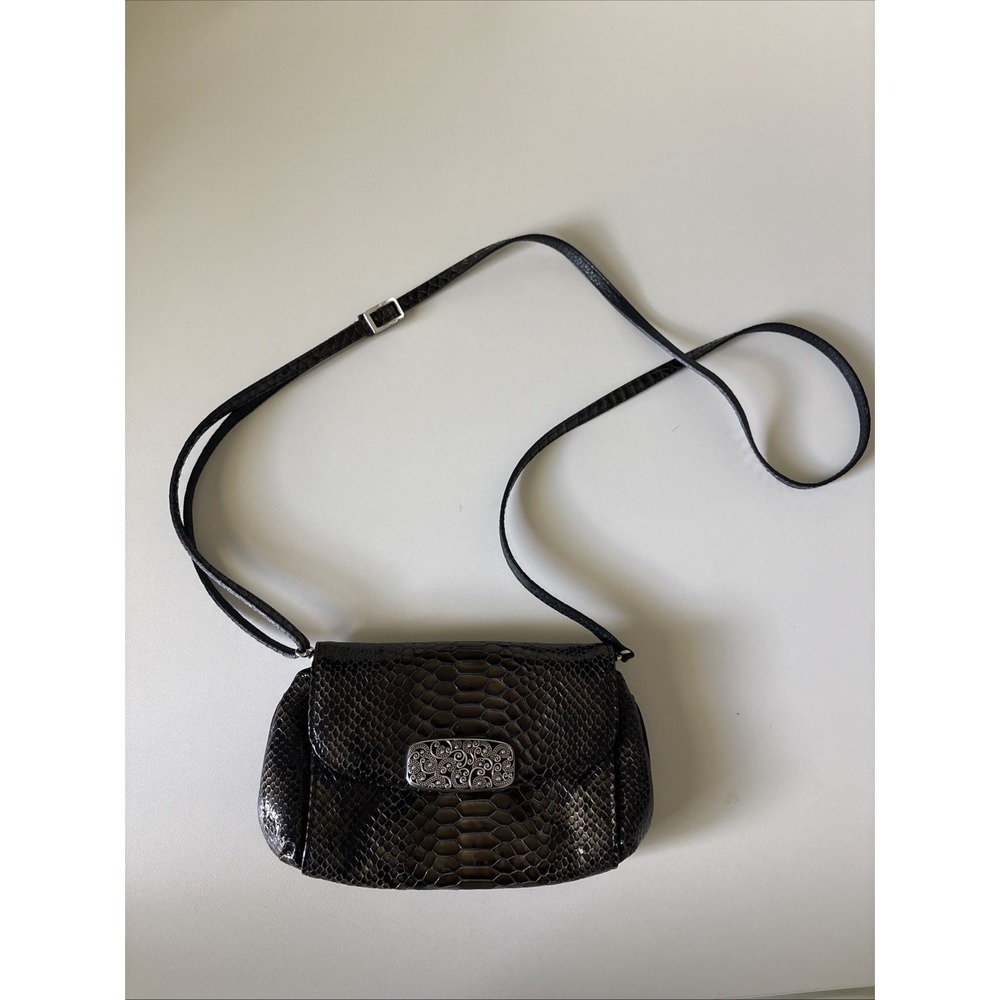 Brighton Crossbody Snakeskin Pattern Leather Crossbody Purse